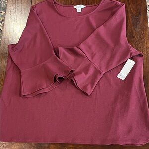 Croft & Barrow Wine Bell Sleeve Blouse